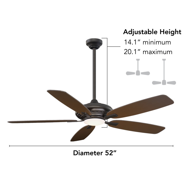 52-Inch Oil Rubbed Bronze LED Ceiling Fan with Remote and Light