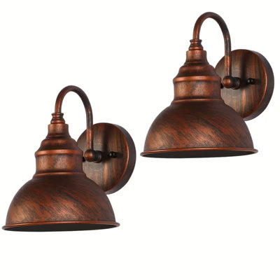 Retro Industrial Style Farmhouse Wall Lamps (2Pcs), E26 Lamp Holder, Gooseneck Barn Lighting, Rustic Farmhouse Bedside Lamps, Old-Fashioned Hardwired Lighting, Suitable For Dining Rooms, Bedrooms, Bedside Tables, And Hallways.(Bulbs Not Included)