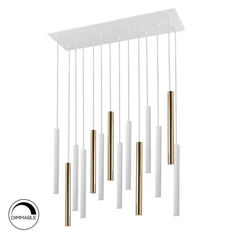 Kuhlmann 14 - Light White LED Cylinder Pendant, Gold