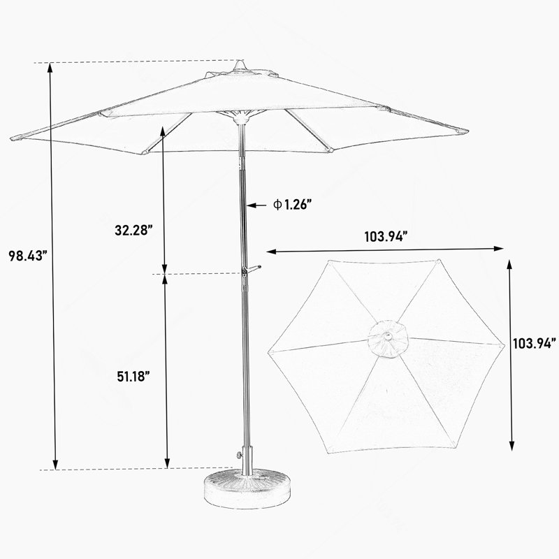Parasol d'extérieur polyvalent avec des fonctionnalités avancées pour divers réglages