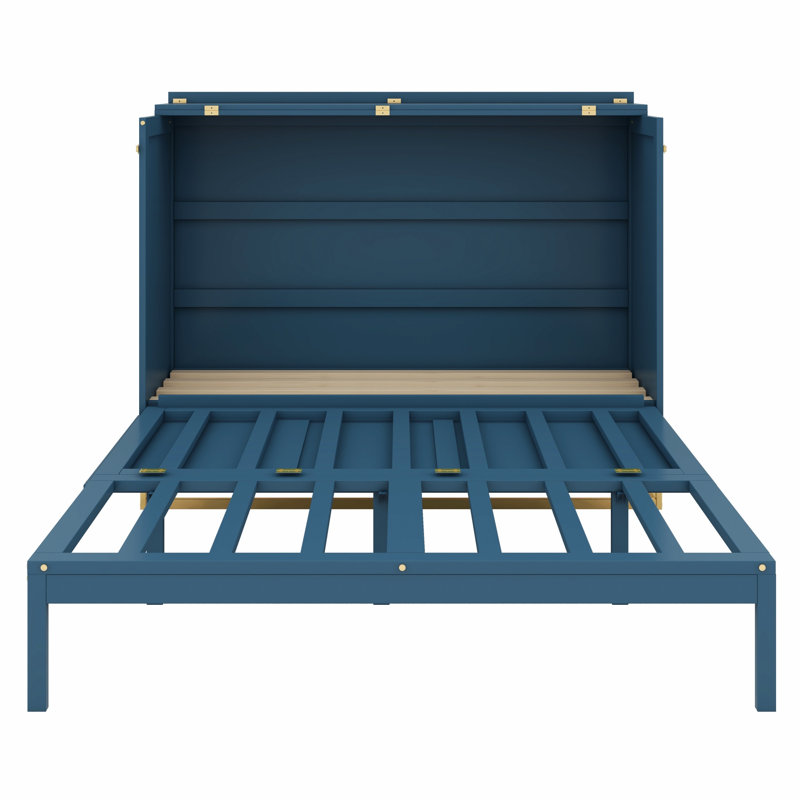 Lit escamotable avec pieds en fer, design moderne, Bleu
