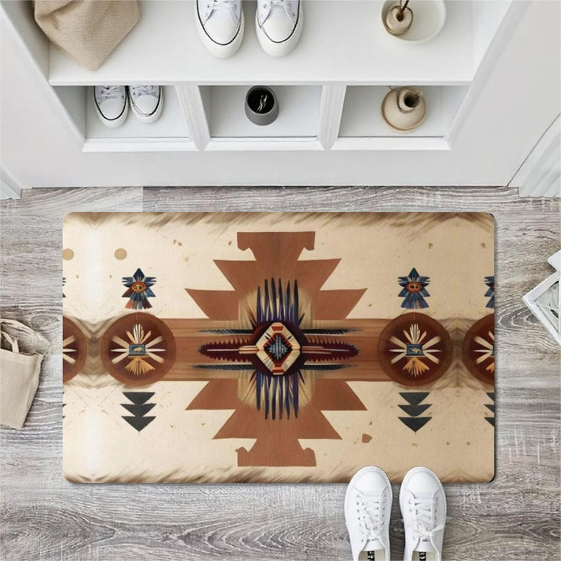 Tapis de sol tribal aztèque, pour salon et cabine, 24 po x 36 po, brun, bleu, beige