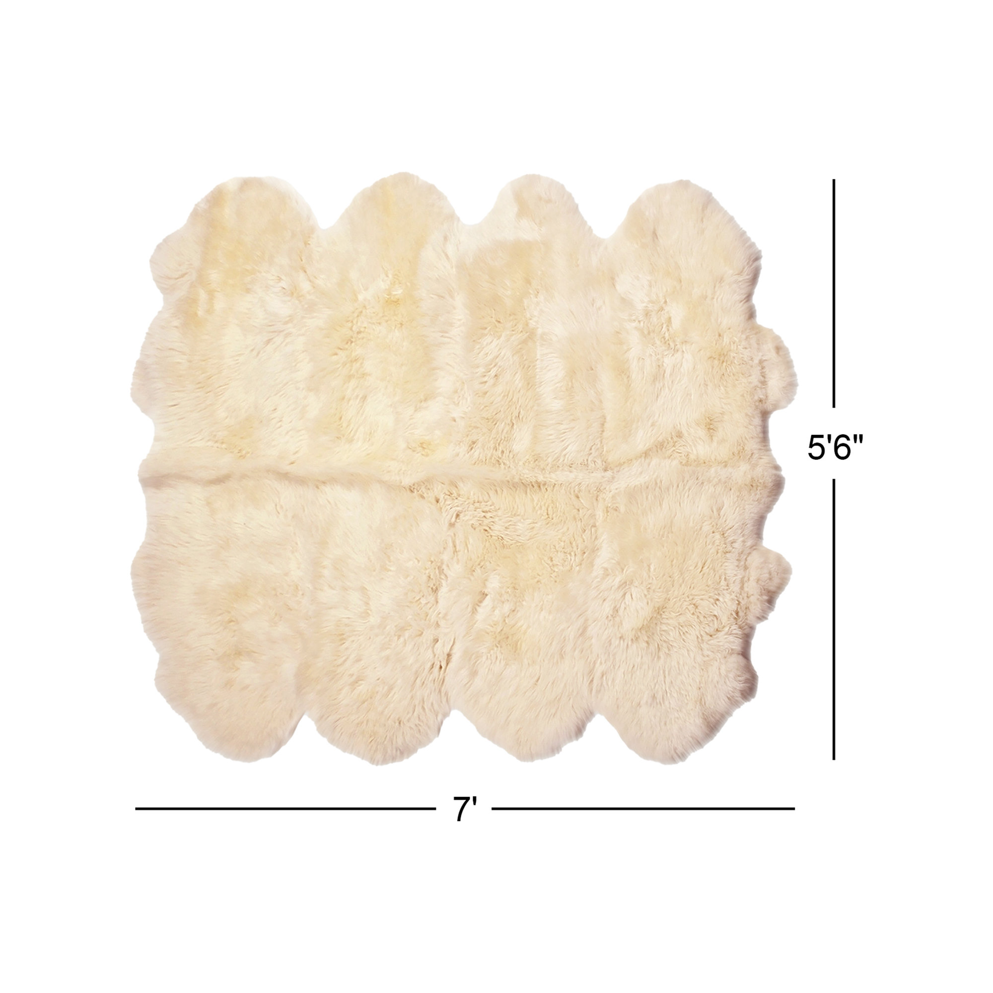Fris Sheepskin Champagne Rug, Novelty 5'6" x 7'