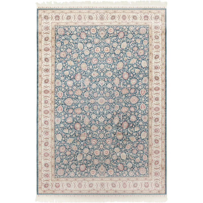 Tapis à motif de lattes de bambou bleu Dashamir, Rectangle 6 pi x 9 pi