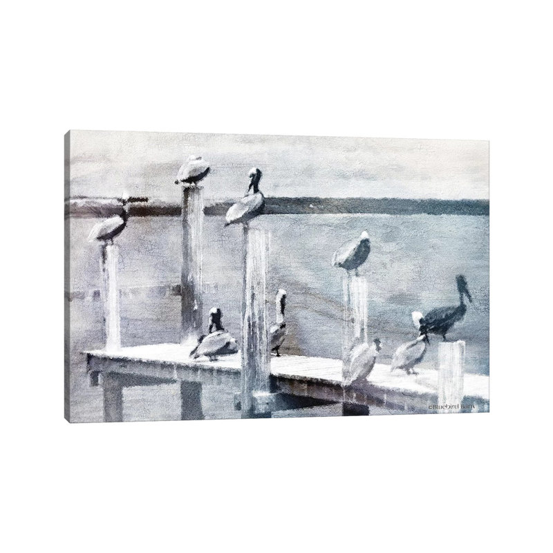 Birds On A Pier by Bluebird Barn - Wrapped Canvas Print, 66.04 cm H x 45.72 cm W x 1.91 cm D