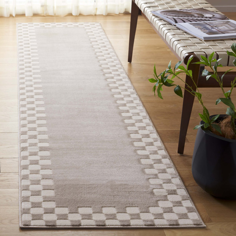 Tapis à carreaux Kiontae Performance, Tapis de couloir 2 pi 3 po x 8 pi