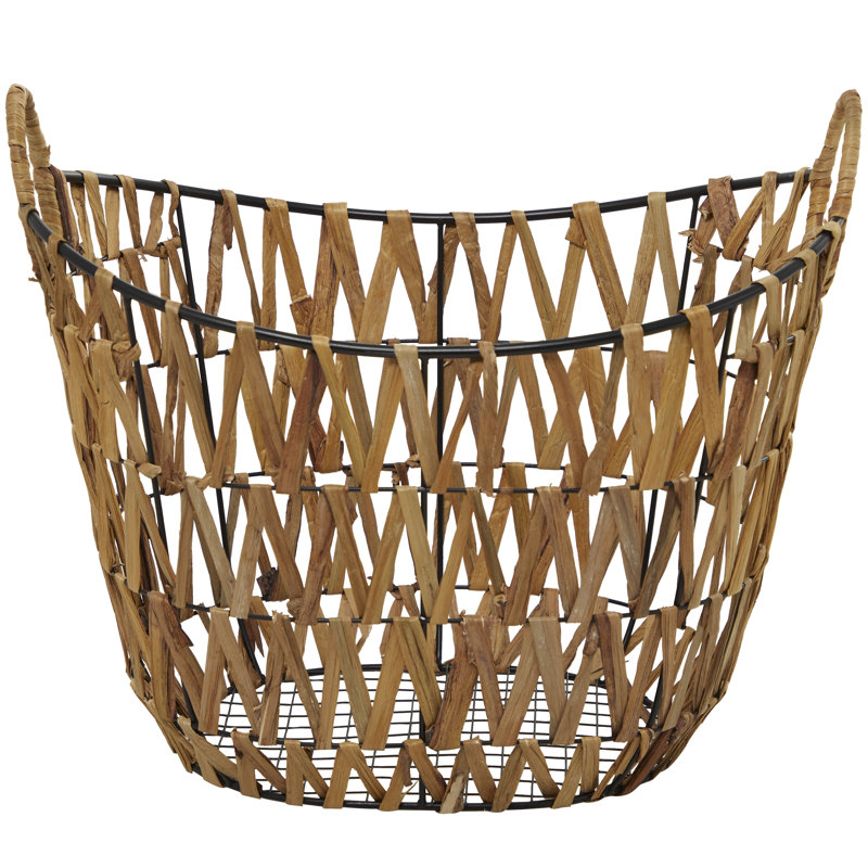 Panier de rangement décoratif et fonctionnel en métal brun avec poignées