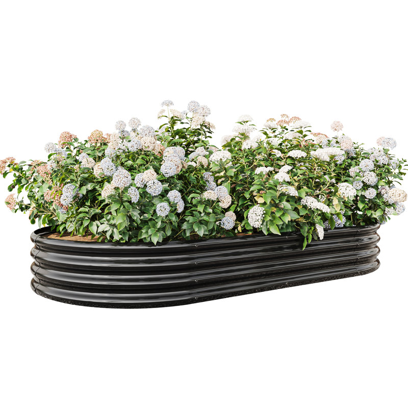 Veranika Oval Metal Raised Garden Bed - Black, 91.19"X45.78"X11.61", For Plants & Flowers, Framework, Promotes Planting Build, Facilitates Plant Growth