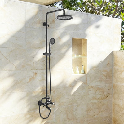 Douche d'extérieur murale 3 fonctions rétro industrielle avec lavage des pieds et douche à main