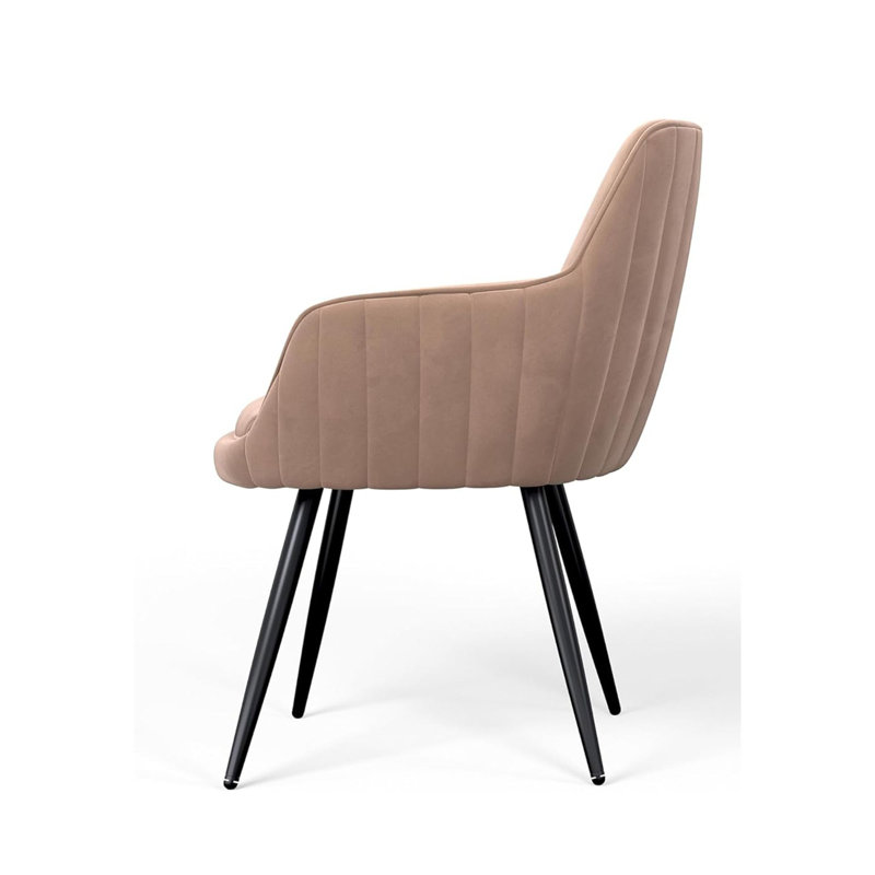 Ensemble de 2 chaises d'appoint rembourrées Modern Mid-Century, Brun