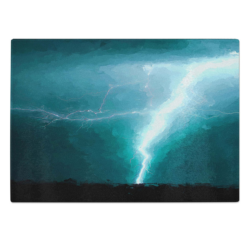 Glass Lightening Storm Abstract Art Chopping Board, 39 cm W x 28.5 cm L