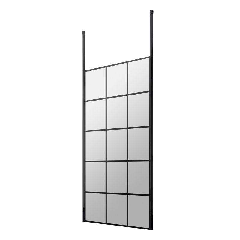 nuie 900mm Matt Black Frame Screen Wetroom With Ceiling Posts