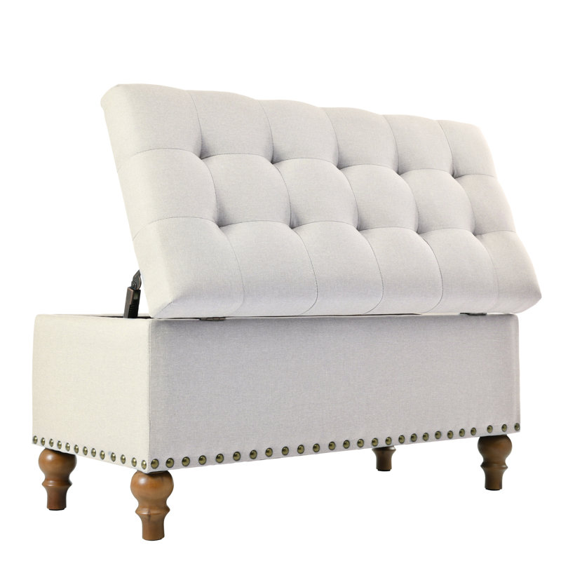 Rangement en lin beige - Structure solide, pour chambre à coucher, salon, espace supplémentaire d'entrée avec rangement pratique, compartiment caché