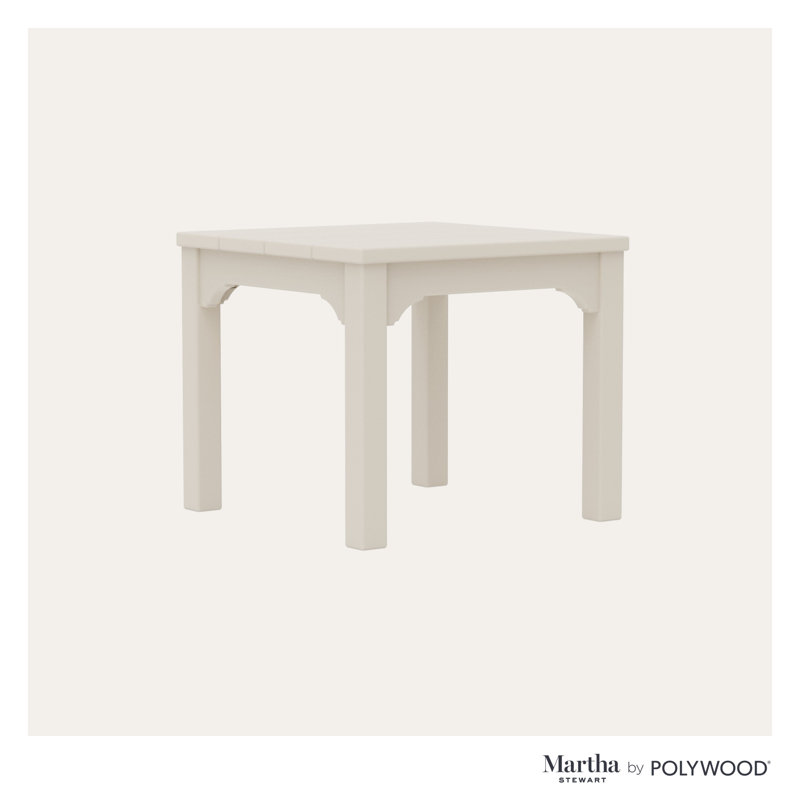Chinoiserie Square Plastic Outdoor Side Table, Tan