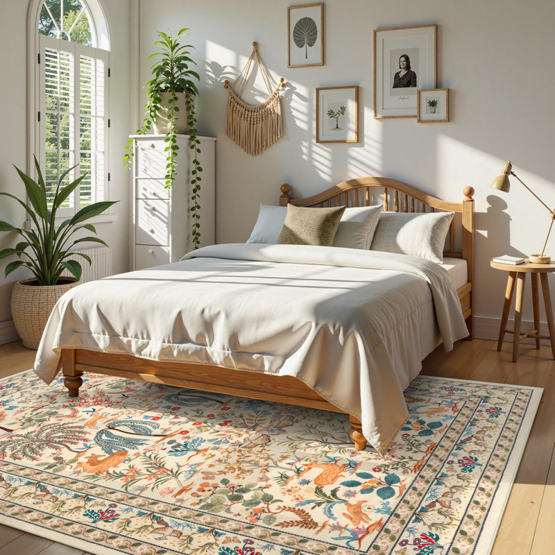 Tapis moderne antidérapant à motif floral Kaldi, Rectangulaire 8 pi x 10 pi