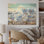 «Inviting Azure Flowers Field I - Flower Wood», art mural sur bois de pin naturel