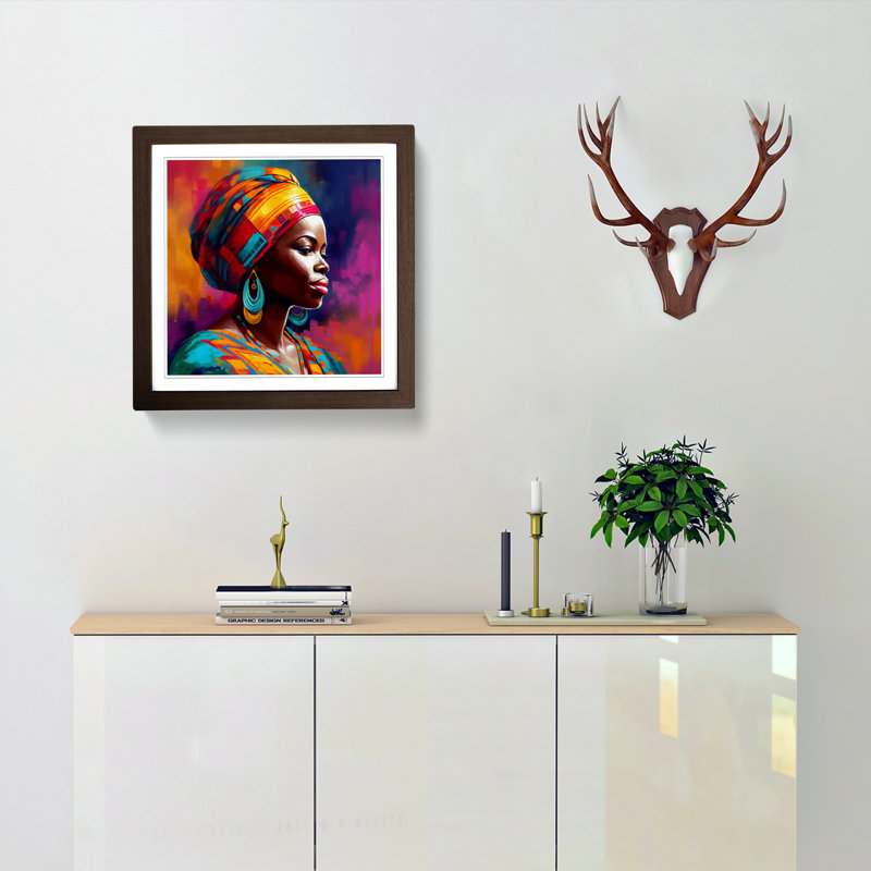African Woman Color Field Painting No.2 Framed Print, Walnut