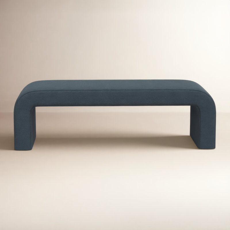 Upholstered Bench, Classic Navy Linen