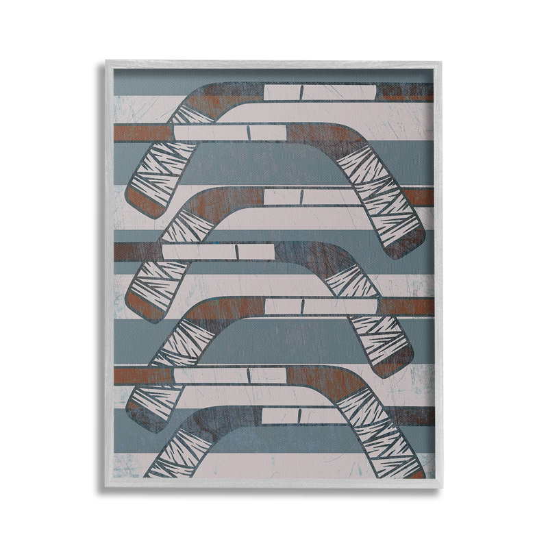 «Crossed Hockey Sticks», art mural sur toile par Lil 'Rue, H 20 po x l 16 po