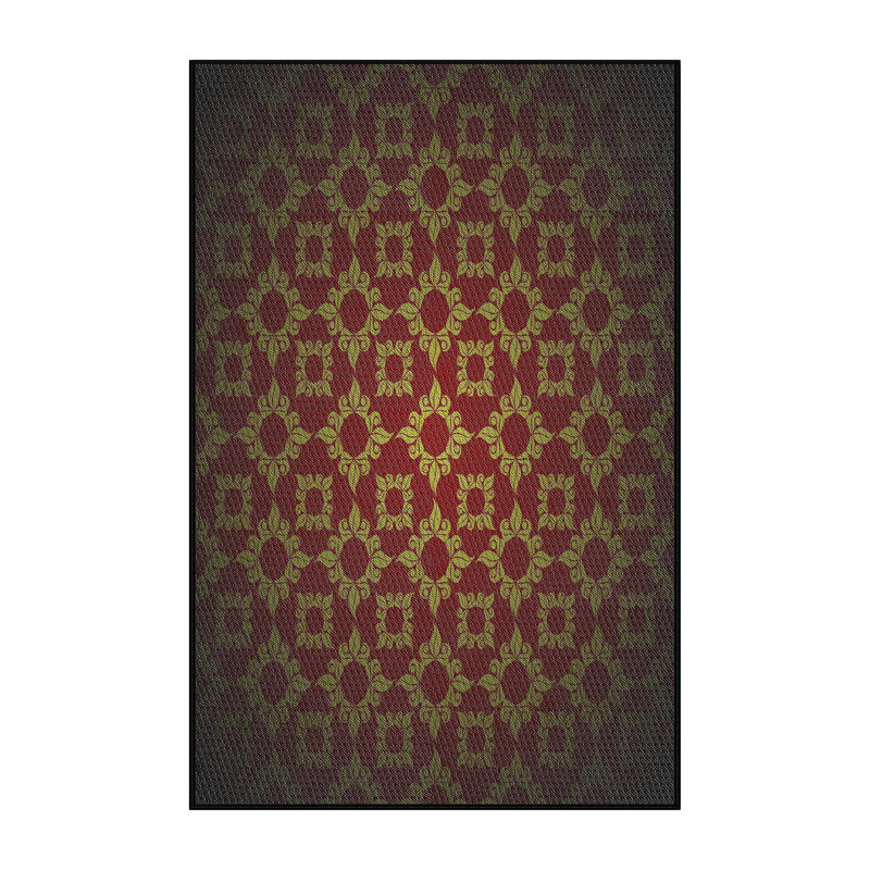 Tapis rouge/noir/jaune tissé à la machine, Rectangle 2 pi x 4 pi