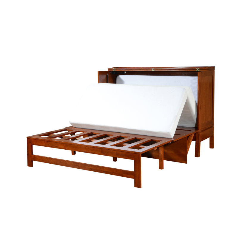 Lit escamotable en bois massif Jarita, Cherry