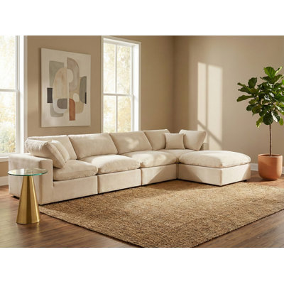 Hinesh Velvet L-Shaped Sectional Reversible