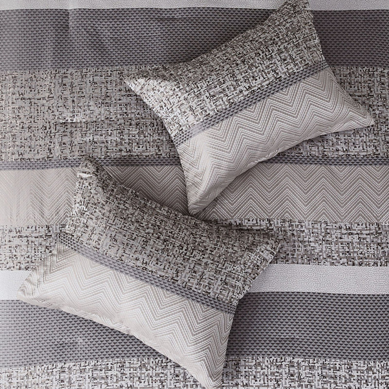 Édredon très grand - 2 taies décoratives assorties à motif cachemire gris / taupe, Gris/taupe
