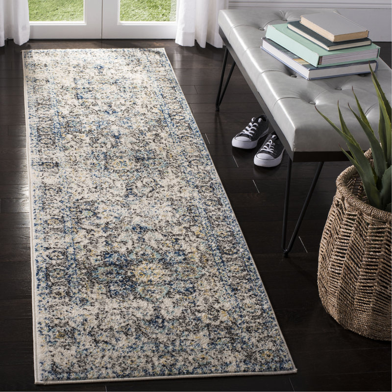 Tapis oriental turquoise / ivoire Christa, Tapis de couloir 2 pi 3 po x 16 pi