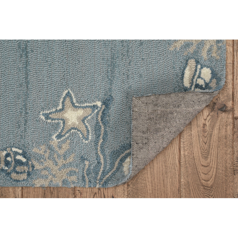 Tapis bleu marine fait à la main Trainor, Rectangle 2 pi 3 po x 3 pi 9 po