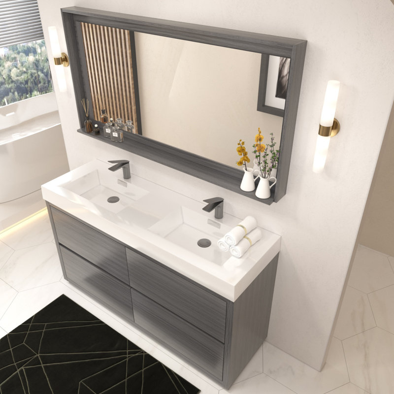 Royka 59" Double Bathroom Vanity Set, Vulcan Ashgrey