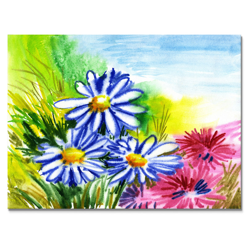 «Retro Abstract Flower», reproduction sur toile flottante, H 8 po x l 12 po x P 1 po, Toile tendue