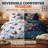 Printed Comforter Set with Decorative Pillow Covers, Twin, Blue-120251926