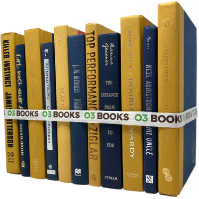 Livres décoratifs champs bleu et jaune Jaune et bleu marine