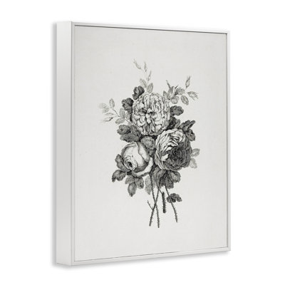 Mixed Monochrome Flowers Framed Giclee Art, design by Lettered and Lined