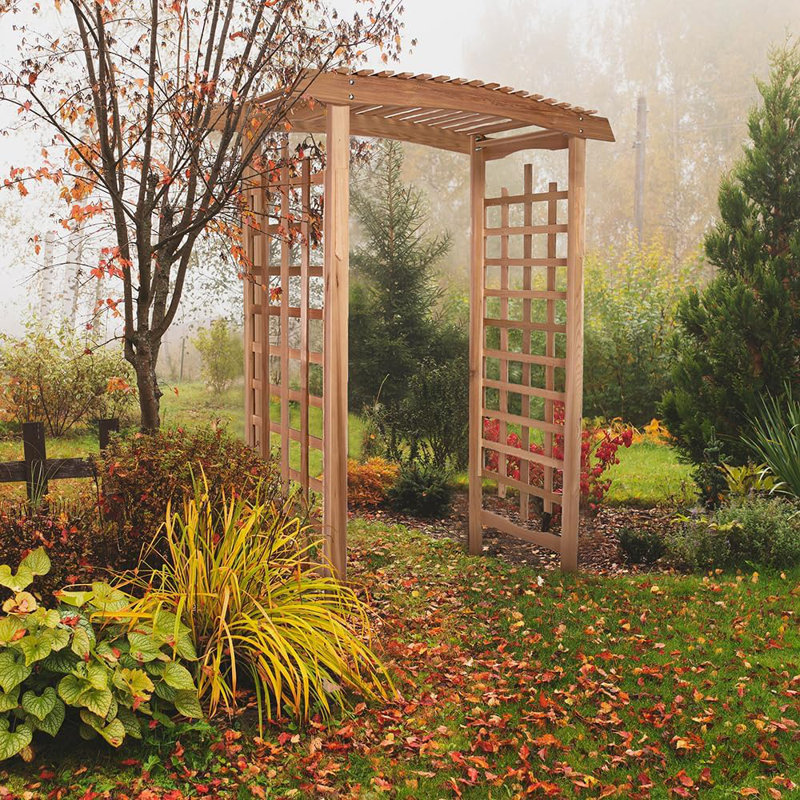 Western Red Cedar Garden Arbor with Bench and Arched Canopy