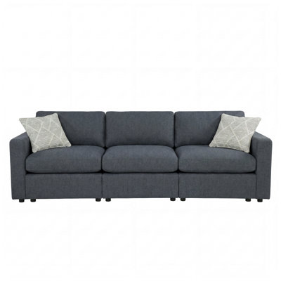 Montelongo 3 Seater Sofa Charcoal Pattern Pillows