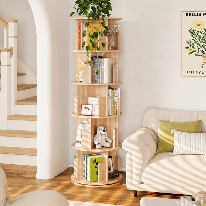 360 Display Rotating Bookshelf Tower, Bookshelf Organizer For Living Room, Bedroom, Study Room