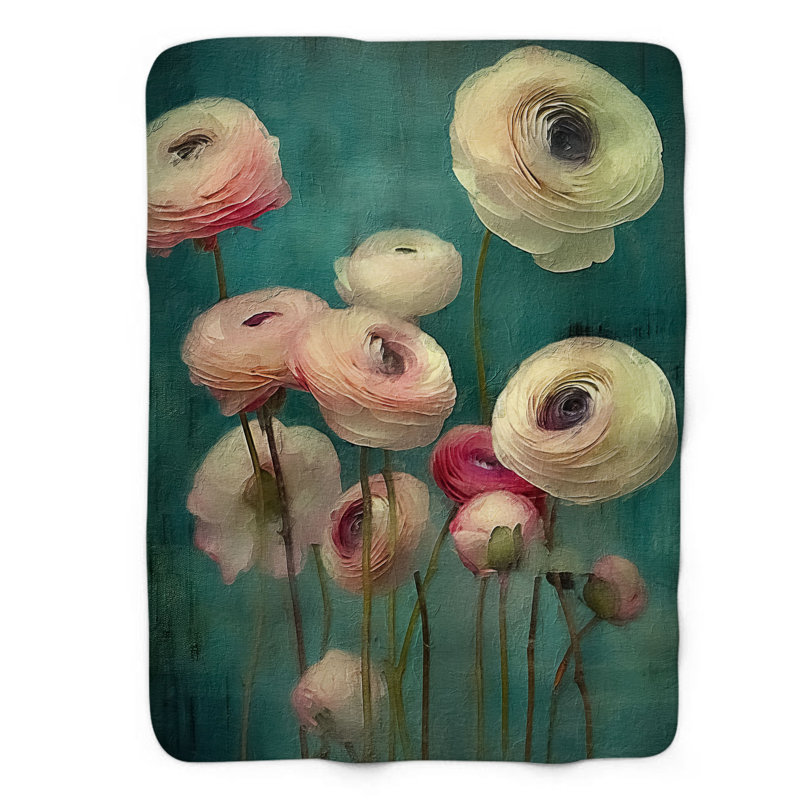 Ranunculus Delight - couverture de qualité supérieure 1 pièce, Lit simple