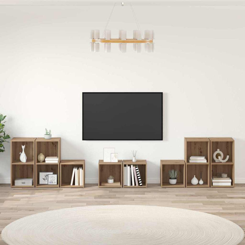 TV Cabinet Set 8 Pcs 37 X 35 X 72 Cm Engineered Wood, Artisan Oak