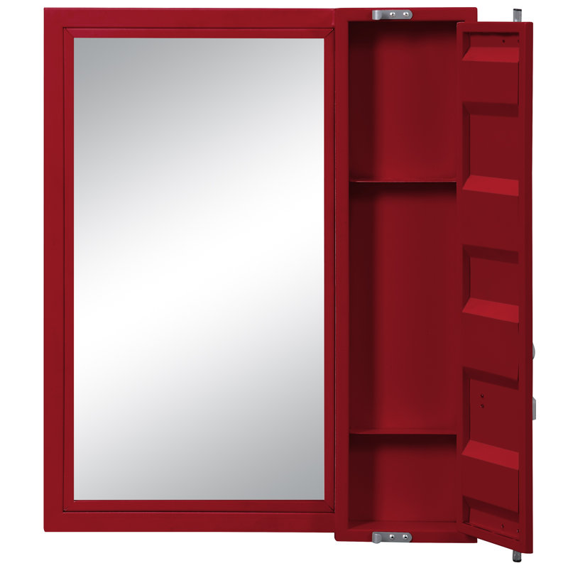 Ensemble coiffeuse et miroir Parke, Rouge