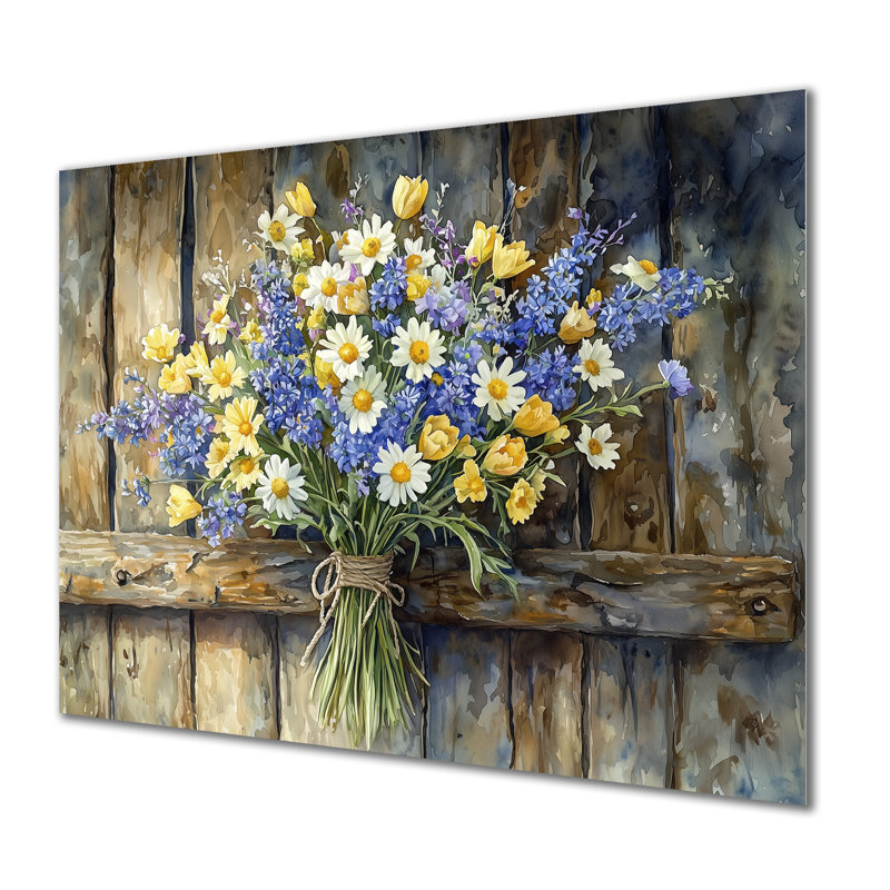 «Country Breeze Bouquet III - Assortiment de bouquets, impression sur métal traditionnelle, H 16 po x l 32 po