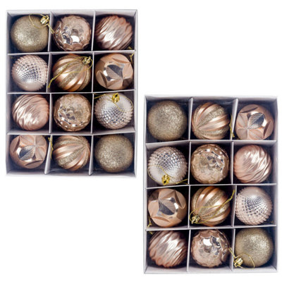 24 pièces de boules de Noël en forme d'arbre de Noël pour arbre de Noël, paquet de 24 boules de Noël incassables de 2,4 pouces / 6 cm pour les fêtes de Noël, Arbres de Noël