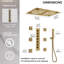 Système de douche thermostatique à DEL, pommeau de douche fixe et douchette à main à fixation au plafond avec 6 jets corporels-94427592