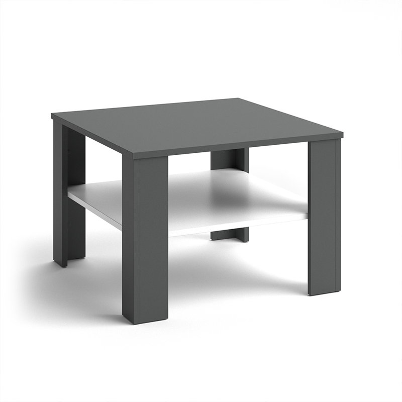 Aleigha Four Leg Coffee Table with Storage, Anthracite/White