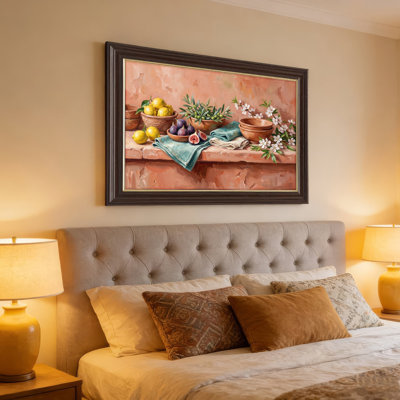Art mural antique sur toile encadré doré pour le salon, la chambre à coucher, le bureau ou le vestibule - Décoration murale décorative avec nature morte