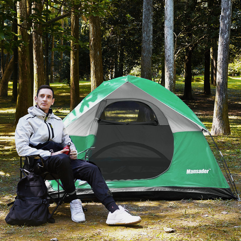 Tente de camping extérieure légère pour 2 à 4 personnes pour les fêtes, cour arrière, Vert, 48" H x 84" W x 72" D