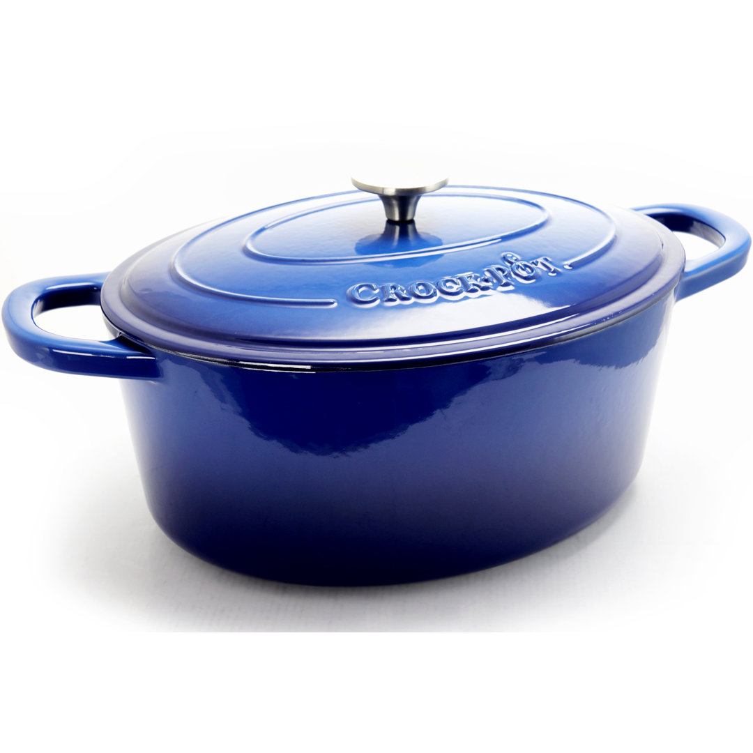 Crock-pot Artisan 7 qt. Non-Stick Cast Iron Oval Dutch Oven with Lid Crock-pot 
