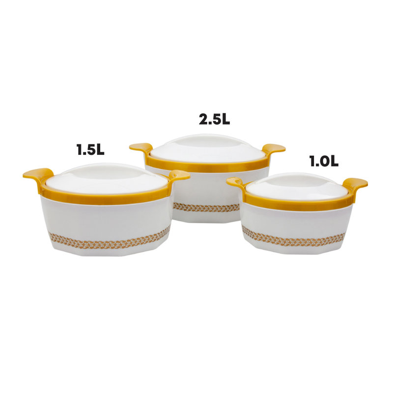 SQ Professional Fiona 3pc Insulated Serving Casserole Set, White