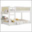 Lit superposé simple au-dessus d'un lit simple avec tablettes de rangement, lit superposé bas avec garde-corps en rotin, blanc-1604517609