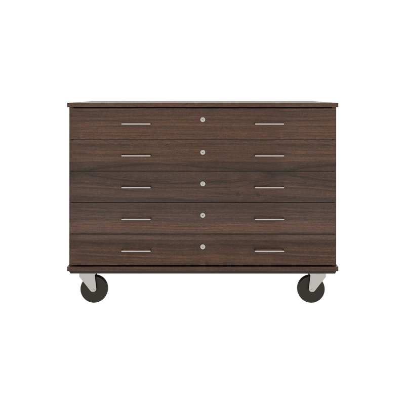 Armoire mobile à 5 compartiments avec roulettes, H 36 po x l 48 po x P 29 po, Noyer sépia